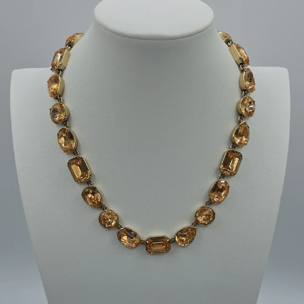 J. Crew Gold Necklace with Amber Stones